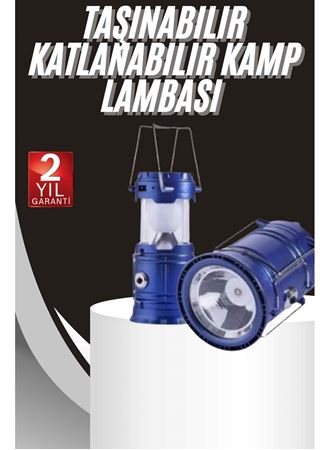 Kamp Lambası Solar Şarjlı Kızaklı Kamp Feneri Led Lamba Işıldak