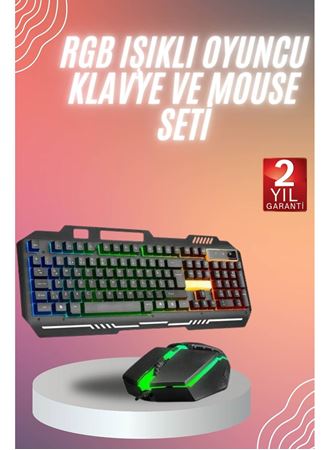 RGB Işıklı Gaming Oyuncu Klavye Q Klavye Mouse Hediyeli