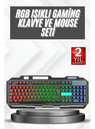 Işıklı Oyuncu Q Klavye Mouse Seti Siyah Gaming Oyuncu Klavye