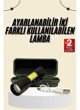 Uzun Menzilli Şarjlı El Feneri Uzun Ömürlü Led Işık Lamba