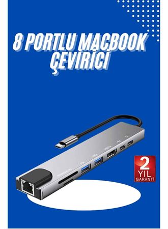 Usb Type-c Hub Dönüştürücü Çevirici Çoklayıcı Macbook Çevirici 8 Portlu