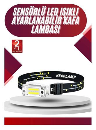 Yüksek Işıklı Şarjlı ve Sensörlü LED Kafa Lambası Kamp Lambası