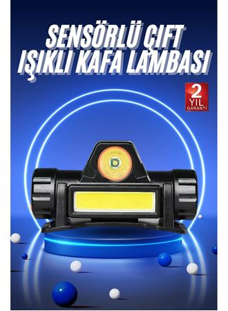 Ledli Şarjlı Kafa Lambası LED Şarjlı Su Geçirmez Kafa Feneri