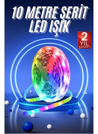RGB Neon Şerit Led Lamba 10 Metre İç Mekan Tasarımına Uygun