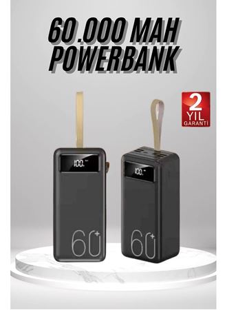 Powerbank 60.000 Mah Taşınabilir Şarj Hızlı El Fenerli Dijital Göstergeli