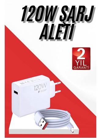 120W Şarj Aleti Hızlı Çift Turbo Şarj Aleti Seti Beyaz