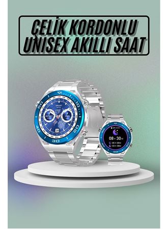 Akıllı Saat Çelik Kordonlu Amoled Ekran Android ve İOS Uyumlu Çağrı Cevaplayabilen