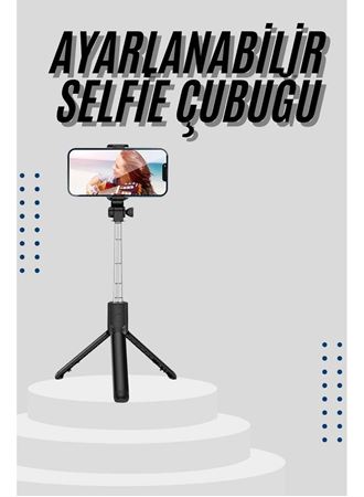 Tripod Selfie Çubuğu Bluetooth Kumandalı Kablosuz Led Işıklı