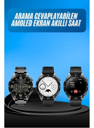 Amoled Ekran 3 Kordonlu Akıllı Saat 5.0 Bluetooth Bağlantılı Android ve İOS Uyumlu