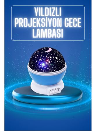 Yıldızlı Gece Lambası Mor Projeksiyon Görünümlü Masa Lambası Renk Değiştirebilen