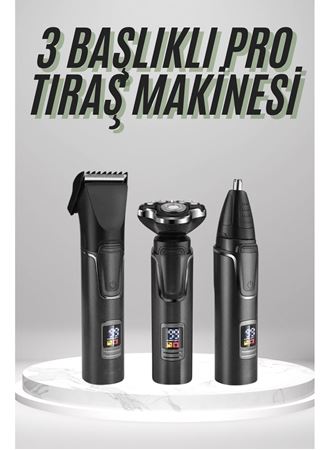 Dijital Göstergeli 3 Başlıklı Tıraş Makinesi Islak Kuru Lazer Öncesi Günlük