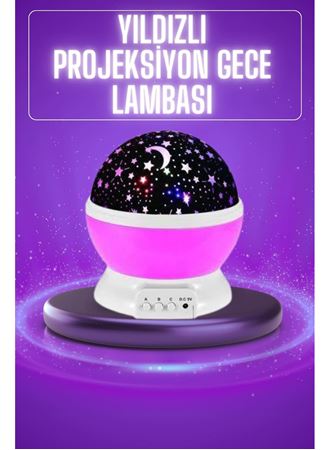 Yıldız Görünümlü Gece Lambası Renkli Masa Lambası Gökyüzü Projeksiyon