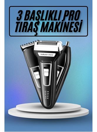 Kulak Burun Kıl Kesme Ense Yanak Tıraş Seti 3 Başlıklı Profesyonel