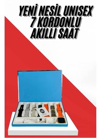 7 Kordonlu Unisex Akıllı Saat Çoklu Kordon Seçeneği Amoled Ekran