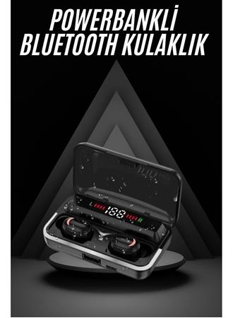 Bluetooth Kulaklık Dijital Şarj Göstergeli Powerbankli Bass Özellikli Kablosuz Kulakiçi 5.1 Mikrofonlu