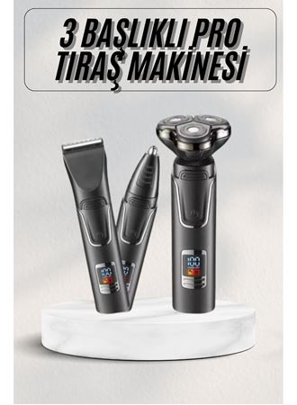 Yüksek Performanslı 3 Başlıklı Profesyonel Şarjlı Islak ve Kuru Kullanıma Uygun