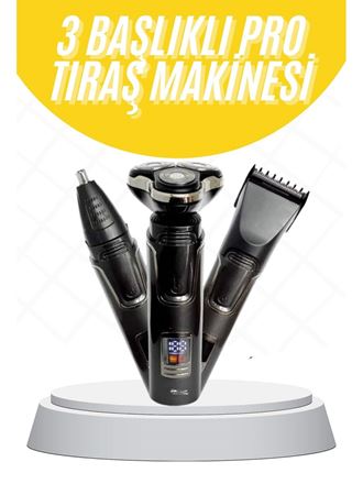 Tıraş Makinesi Profesyonel 3in1 Dijital Göstergeli 3 Başlıklı Erkek Bakım