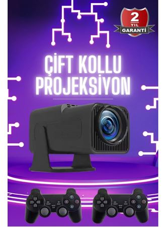 Çift Kollu Projeksiyon Taşınabilir Game Projektör Full Hd 1080P 4k Projeksiyon Gamepad