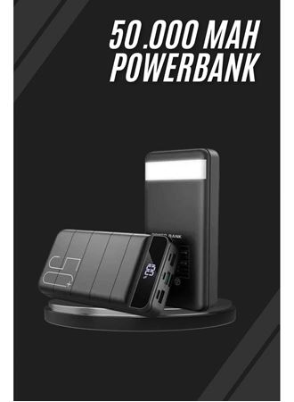Taşınabilir Powerbank 50.000 mAh 4 Girişli Hızlı Şarj Led Göstergeli Fenerli Şarj