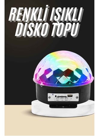 Led Işık Disko Topu Bluetooth Hoparlörlü USB Müzik Çalar Kumandalı