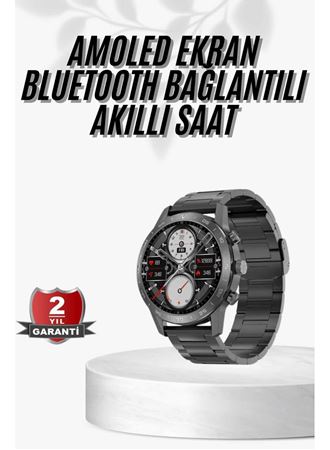 Erkeklere Özel Akıllı Saat Çelik Kordon Bluetooth Bağlantılı İOS ve Android Uyumlu