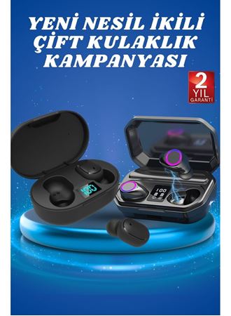 Çift Kulaklık Kampanyası Dokunmatik Kontrol Kulak İçi Yüksek Ses Kaliteli Mikrofonlu