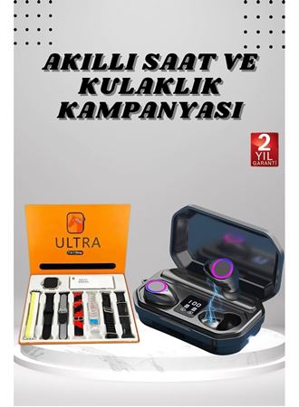 Yeni Nesil Akıllı Saat ve Bluetooth Kulaklık Kampanyası Dijital Göstergeli Powerbankli