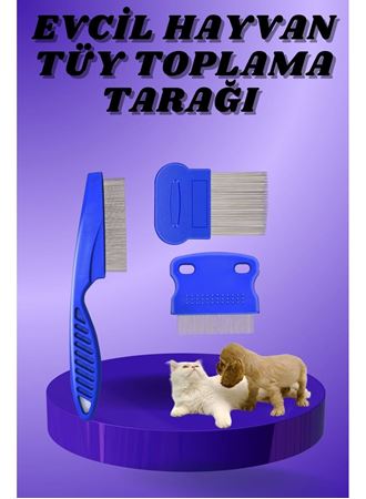 Kedi Köpek Tüy Bit Pire Toplayıcı Toplama Temizleme Tarağı Tarak Seti 4'lü Set