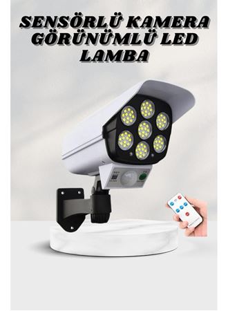 Solar Lamba Kamera Görünümlü Duvar Lambası Dönebilen Bahçe Aydınlatması