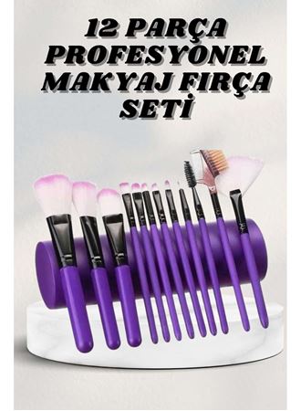 Makyaj Fırçası 12 Parça Set Yumuşak Uçlu Göz Makyajına Uygun Hafif ve Taşınabilir Çanta