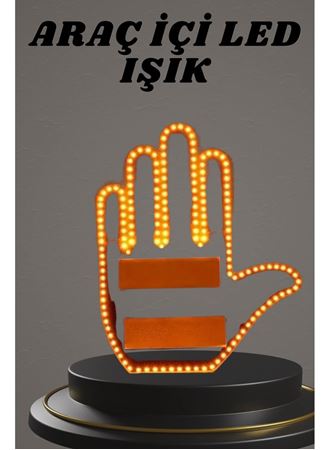 El Orta Parmak Led Kumandalı Araç İçi Reflektör Arka Cam El Simgesi