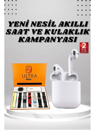 7 Kordonlu Akıllı Saat Ve 2.Nesil Kulaklık Yüksek Ses Kaliteli Uzun Pil Ömrü