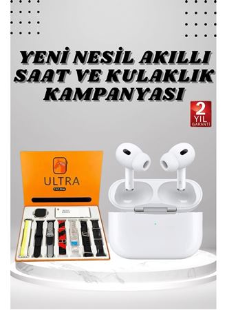 7 Kordonlu Akıllı Saat Ve Yeni Nesil Kulaklık Dokunmatik Ekran Android ve İOS Uyumlu