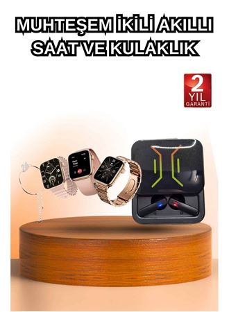 Wireless Şarjlı Akıllı Saat ve Dijital Göstergeli Kablosuz Bluetooth Kulaklık Nabız Ölçer