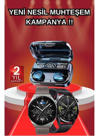 İkili Set Akıllı Saat Ve Bluetooth Kulaklık Kablosuz Uzun Pil Ömrü Spor Modları