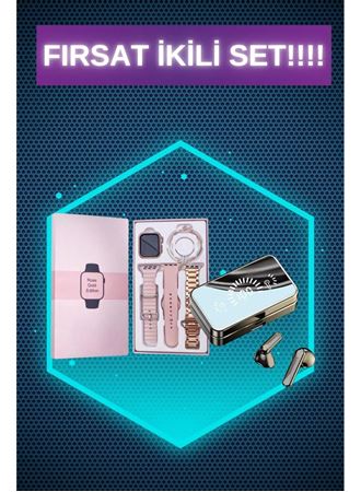 Bileklikli Amoled Ekran Akıllı Saat ve Dijital Göstergeli Kablosuz Bluetooth Kulaklık ANC/ ENC