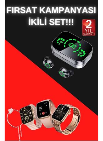 Yeni Nesil Kaliteli Akıllı Saat ve Kablosuz Bluetooth Kulaklık  Yüksek Ses Kaliteli