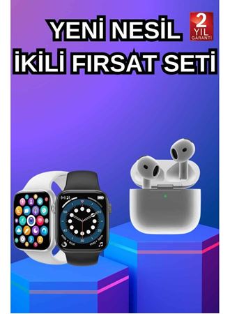3.Nesil TWS Bluetooth Kulaklık ve Dokunmatik Ekran Akıllı Saat Sesli Görüşme