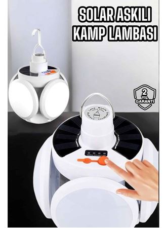 Katlanabilir Taşınabilir Kamp Lambası Işıldak Beyaz Işık Güneş Enerjili Solar Aydınlatma