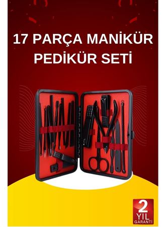 17 Parça El Ayak Bakım Seti Tırnak Temizleme Manikür Pedikür Cımbız Törpü Tırnak Makası