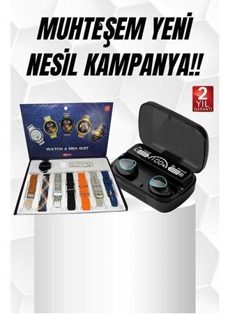 Ucuz Kaliteli Yeni Nesil 7 Kordonlu Akıllı Saat ve Kablosuz Bluetooth Kulaklık ANC Özelliği