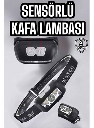 Kafa Lambası Kamp Lambası Sensörlü Şarjlı Ayarlanabilir
