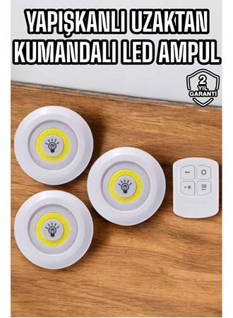 Mutfak Dolap Altı Işığı Uzaktan Kumandalı Yapışkanlı Kablosuz Pilli