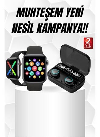 Kaliteli Akıllı Saat ve Kaliteli Bluetooth Kulaklık ANC Özelliği Uzun Pil Ömrü