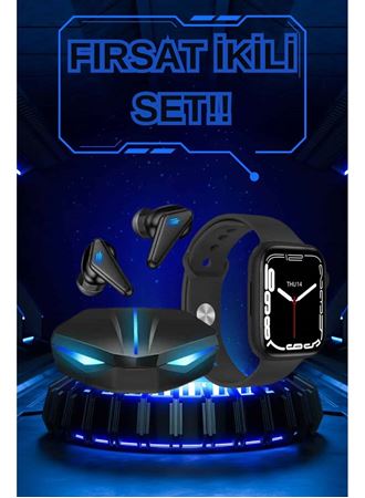 Yeni Nesil Akıllı Saat ve Kablosuz Kulaklık Kampanyası İkili Set Bluetooth Bağlantılı