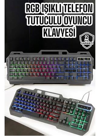 Q Klavye RGB Işıklı Klavye Ve Mouse Seti Kablolu Mouse Hediyeliş