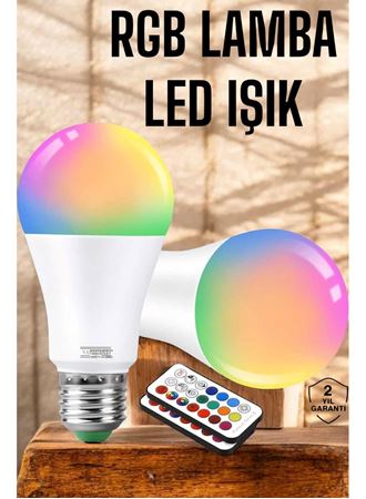 RGB Led Lamba Led Işık Ampul Renk Değiştirebilen 100 Watt