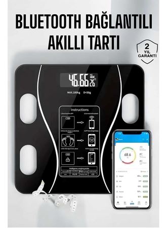 Akıllı Tartı Bluetooth Bağlantılı Yağ Ölçebilen Tartı Yeni Nesil