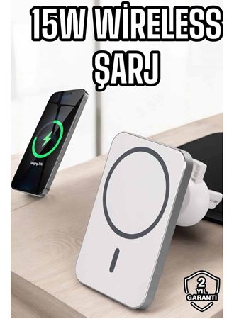 araç uyumlu Kablosuz 15W Taşınabilir Şarj Aleti Çift Kablo