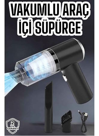 Üflemeli Güçlü Vakumlu Ev Ofis Araç Süpürgesi El Süpürgesi Şarjlı